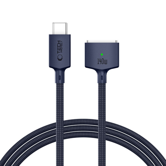 Laddningskabel Tech-Protect MMC01 Ultraboost, USB-C - MagSafe 3, 140W, 2m, Marinblå