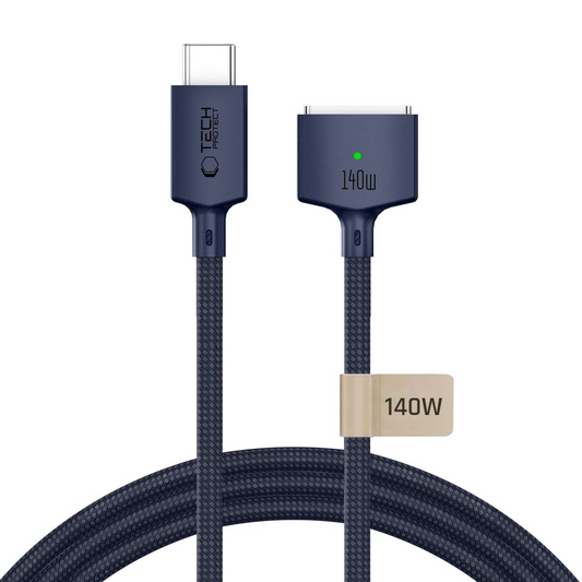 Laddningskabel Tech-Protect MMC01 Ultraboost, USB-C - MagSafe 3, 140W, 3m, Marinblå