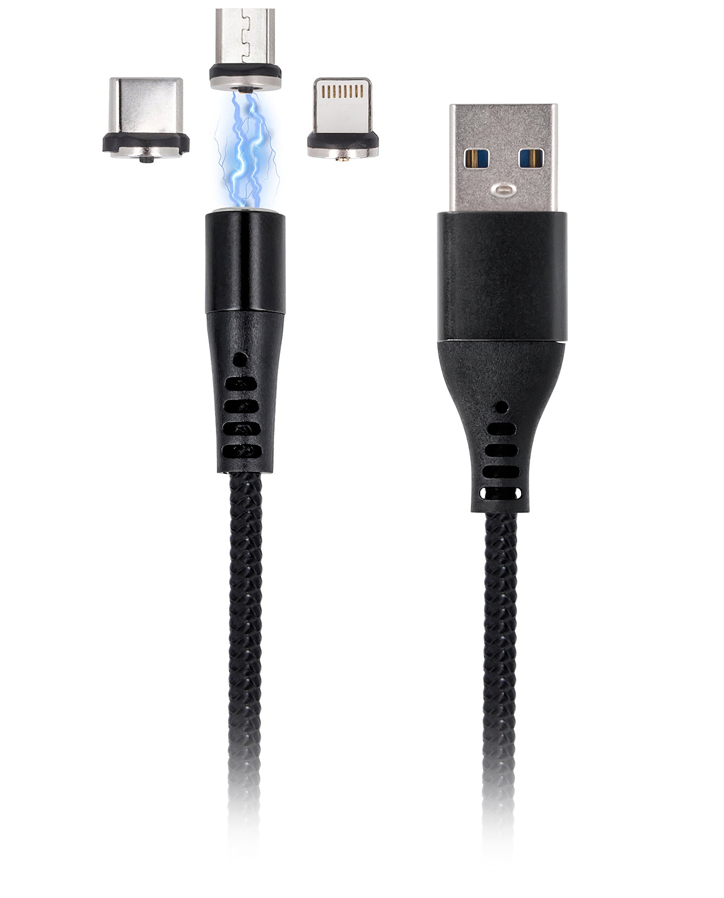 USB-A data- och laddningskabel - Lightning / microUSB / USB-C MaXlife MXUC-02-2 3in1, 18W, 1m, svart