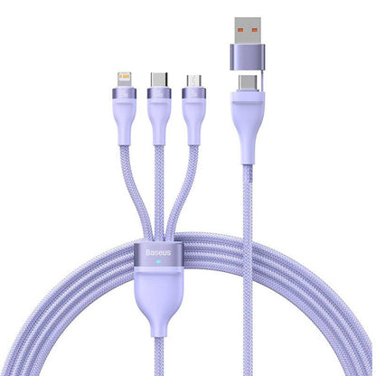 USB-A / USB-C - Lightning / microUSB / USB-C Baseus Flash Series II 3in1 laddningskabel, 100W, 1.2m, Lila CASS030105