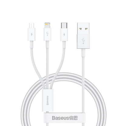 USB-A - Lightning / microUSB / USB-C Baseus Superior 3in1 Series laddningskabel, 20W, 1m, Vit P10320105221-00