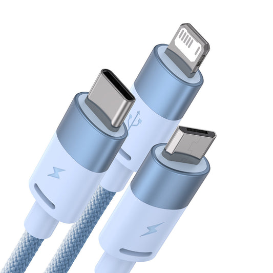 USB-A - Lightning / microUSB / USB-C Baseus StarSpeed 3in1 laddningskabel, 20W, 1.2m, Blå CAXS000017