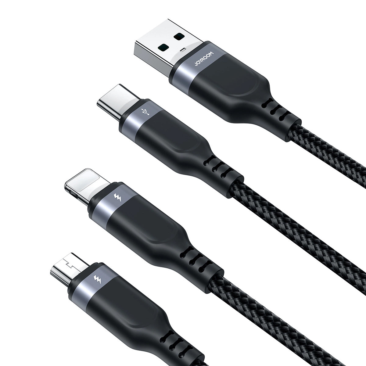 USB-A - Lightning / microUSB / USB-C Joyroom S-A18 3in1 laddningskabel, 20W, 0.3m, Svart