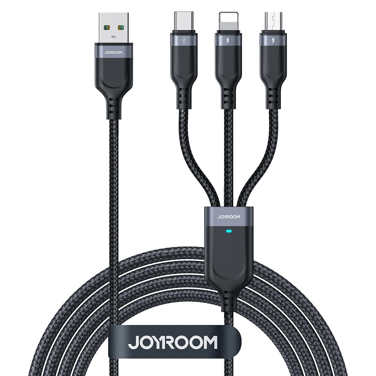USB-A - Lightning / microUSB / USB-C Joyroom S-A18 3in1 laddningskabel, 20W, 0.3m, Svart