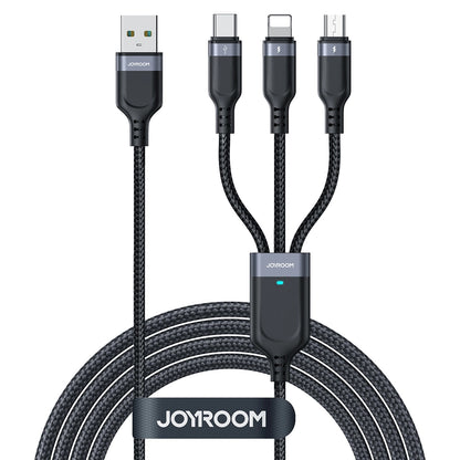 USB-A - Lightning / microUSB / USB-C Joyroom S-A18 3in1 laddningskabel, 20W, 0.3m, Svart