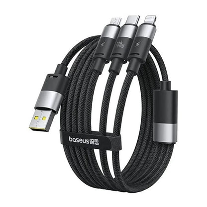 USB-A Charging Cable - Lightning / microUSB / USB-C Baseus StarSpeed 3in1, 100W, 1.5m, Black P10319900111-01