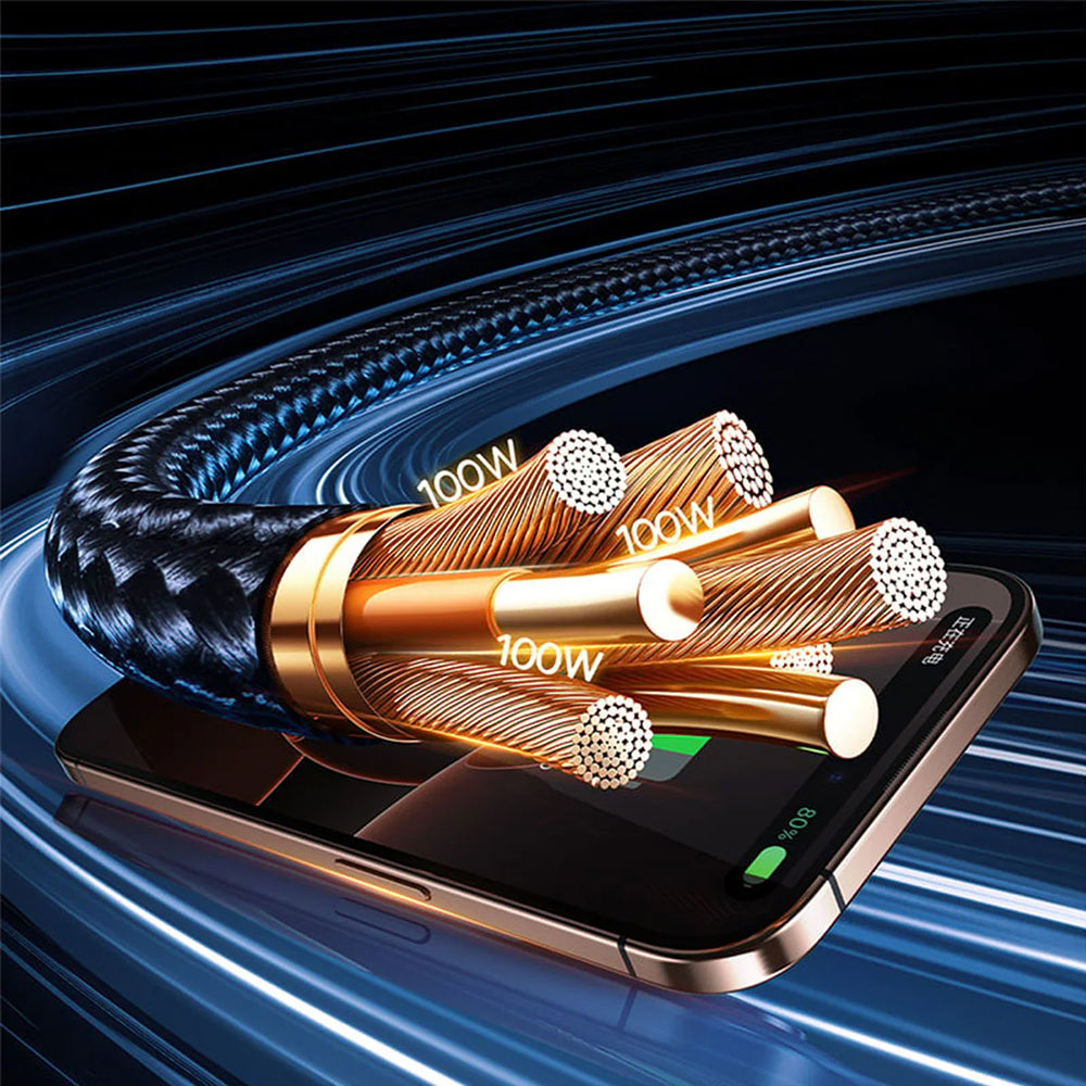 USB-A / USB-C - Lightning / 2 x USB-C Baseus Flash Series III 3in1 Charging Cable, 100W, 1.5m, Black P10377800U01-00