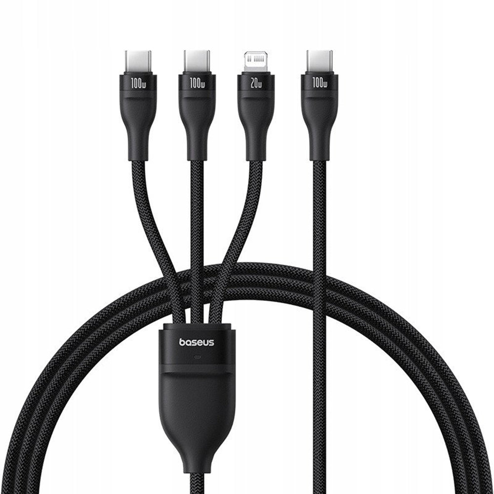 USB-C - Lightning laddningskabel / 2 x USB-C Baseus Flash Series III 3in1, 100W, 1.5m, Svart P10377502111-00