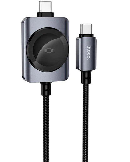 USB-C-laddningskabel - USB-C HOCO CW66 2in1, 100W, 1,2m, Svart