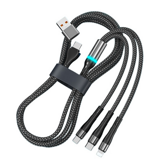 USB-C / USB-A - Lightning / microUSB / USB-C OEM B6 laddningskabel, 100W, 1,2m, svart