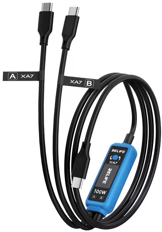 USB-C-laddningskabel - 2 x USB-C Relife XA7 Display, 100W, 1,33m, Svart
