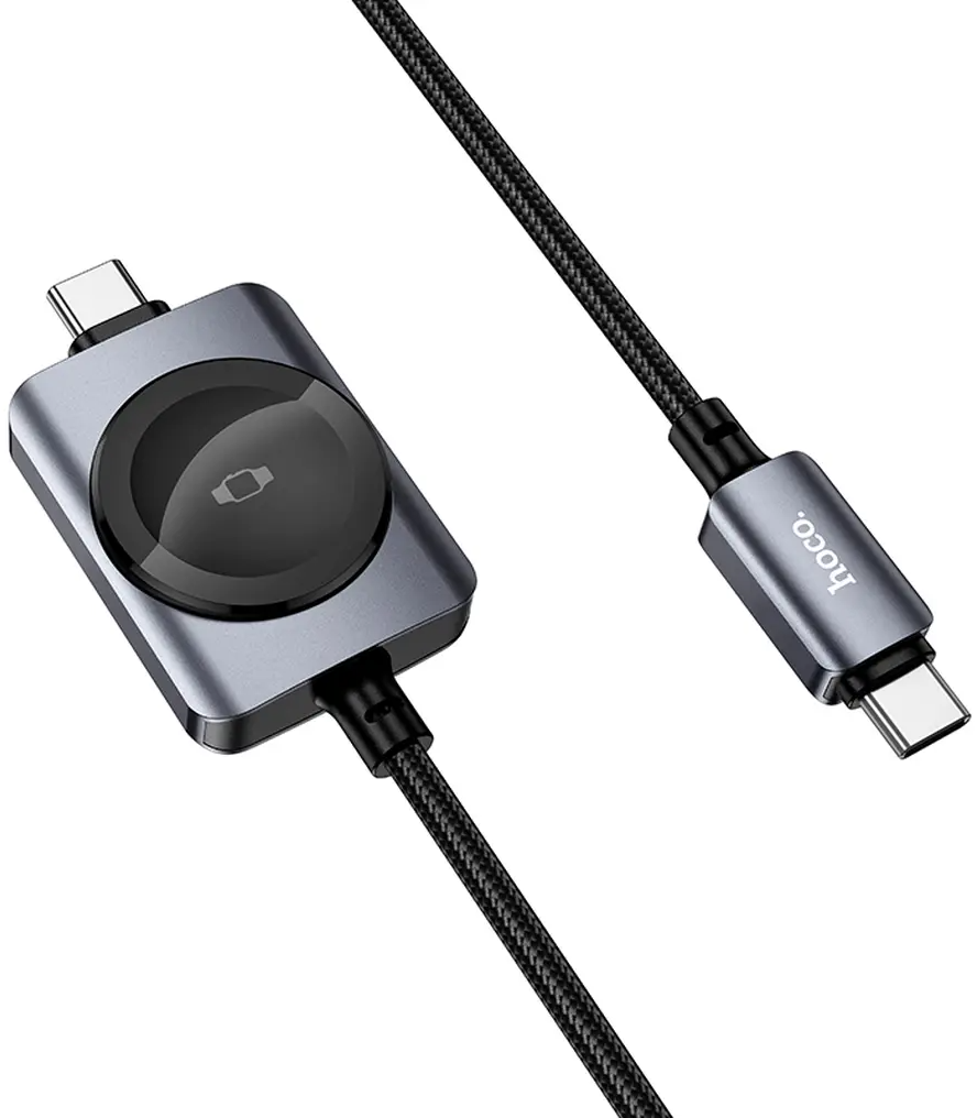 USB-C-laddningskabel - USB-C HOCO CW66 2in1, 100W, 1,2m, Svart
