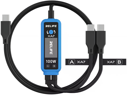 USB-C-laddningskabel - 2 x USB-C Relife XA7 Display, 100W, 1,33m, Svart