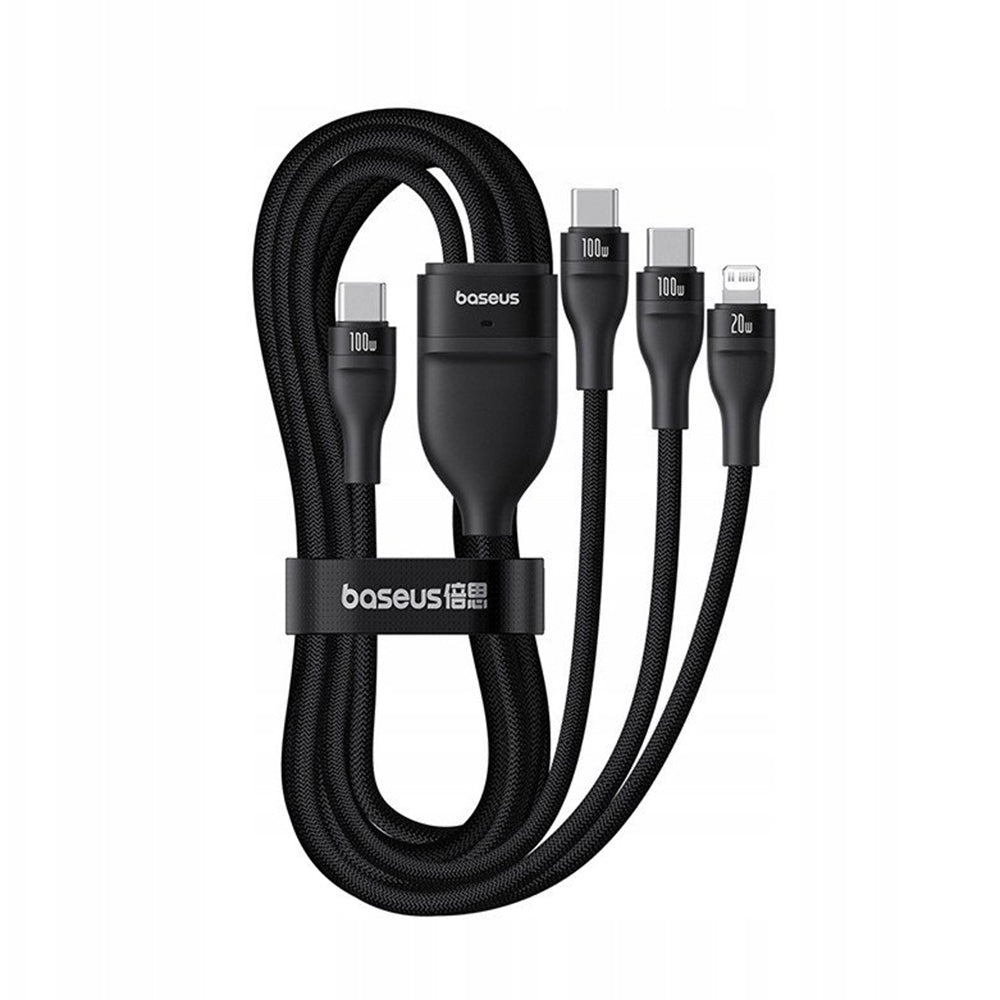 USB-C - Lightning laddningskabel / 2 x USB-C Baseus Flash Series III 3in1, 100W, 1.5m, Svart P10377502111-00