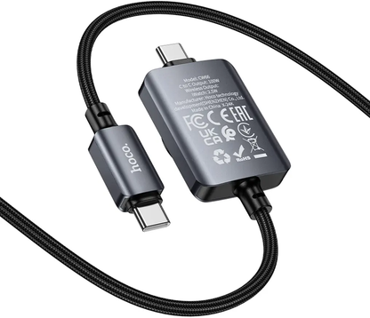 USB-C-laddningskabel - USB-C HOCO CW66 2in1, 100W, 1,2m, Svart