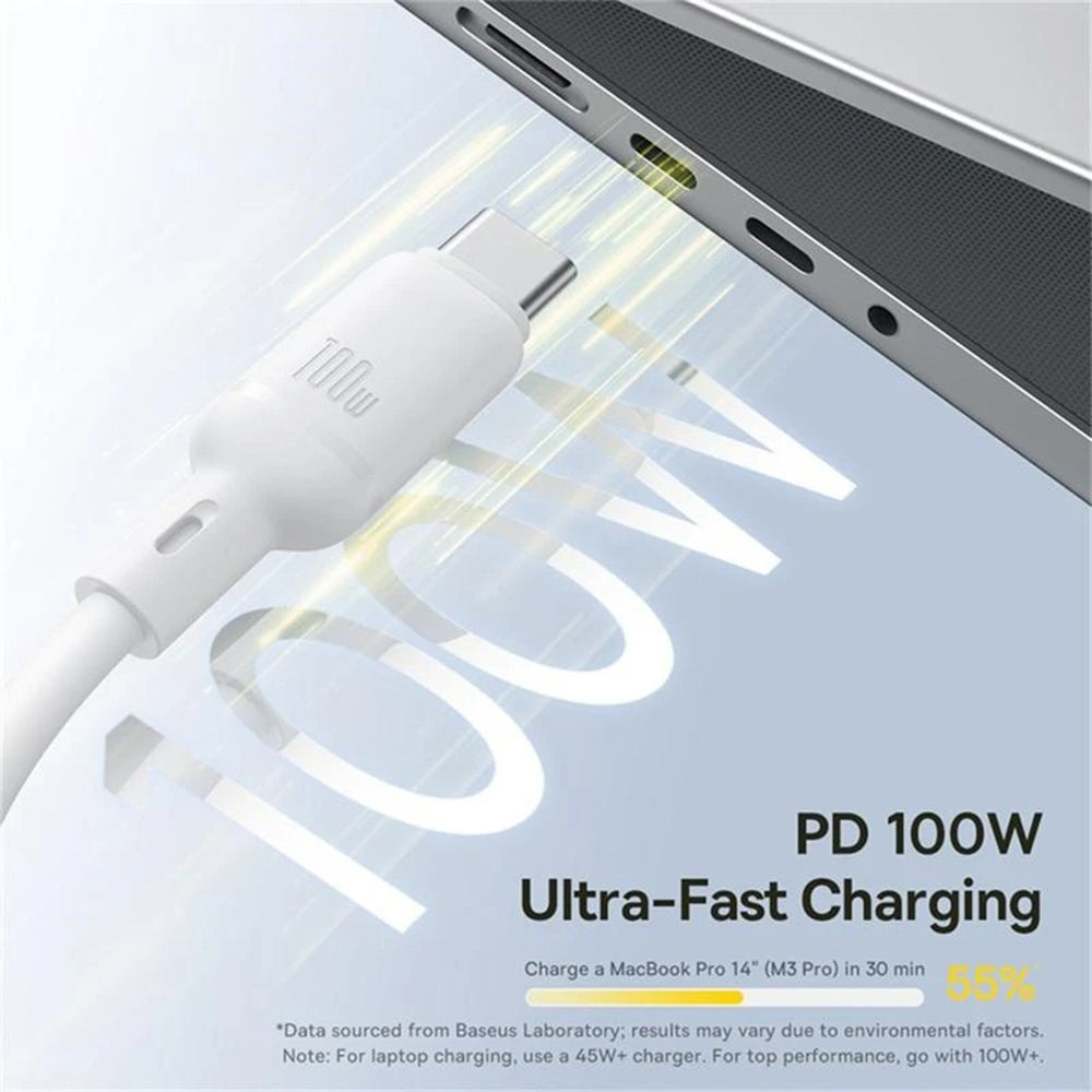 USB-C - Lightning / microUSB / USB-C Baseus Silky 3in1 laddningskabel, 100W, 1.5m, Vit P10377706213-00