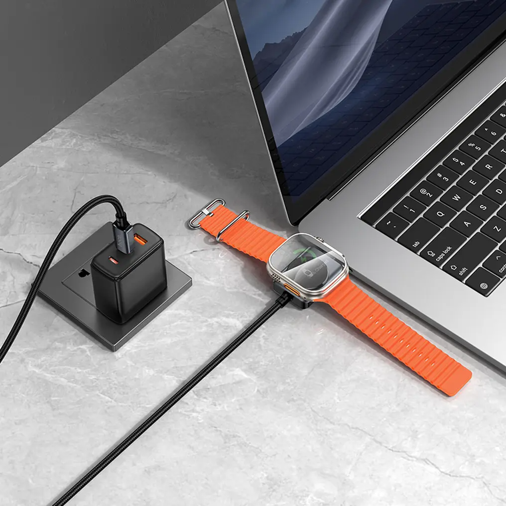 USB-C-laddningskabel - USB-C HOCO CW66 2in1, 100W, 1,2m, Svart