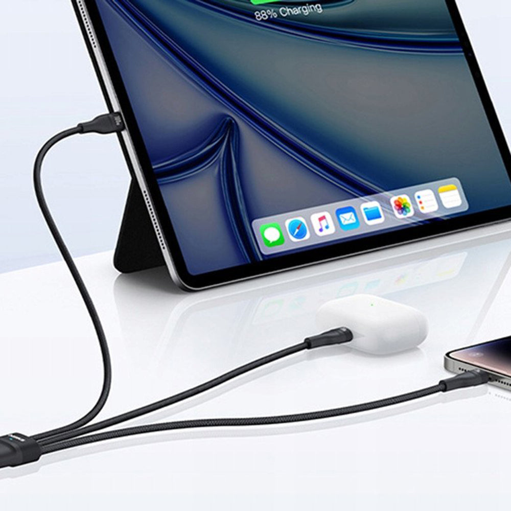 USB-C - Lightning laddningskabel / 2 x USB-C Baseus Flash Series III 3in1, 100W, 1.5m, Svart P10377502111-00