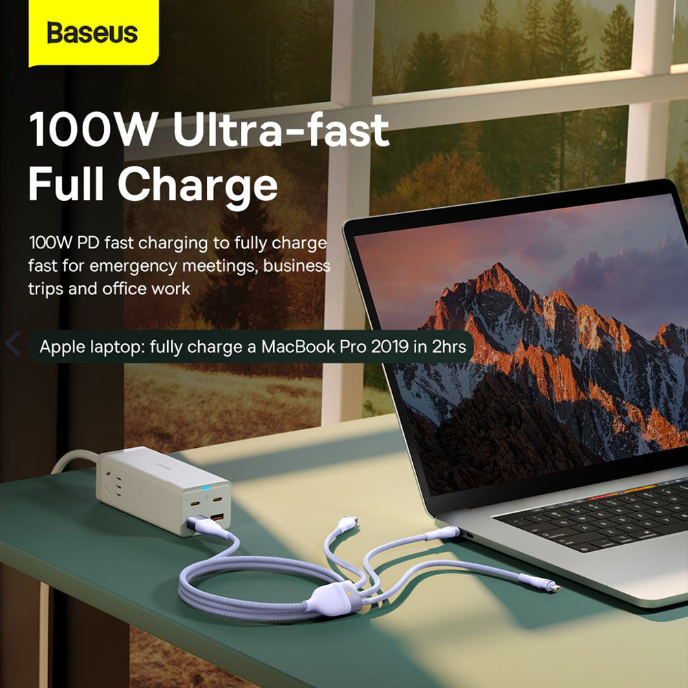 USB-C - Lightning / microUSB / USB-C Baseus Flash Series II 3in1 laddningskabel, 100W, 1.5m, Blå P10382702121-01
