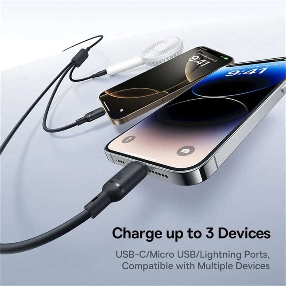 USB-C - Lightning / microUSB / USB-C Baseus Silky 3in1 laddningskabel, 100W, 1.5m, Svart P10376303121-01