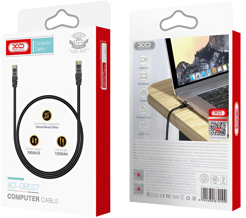 Nätverkskabel XO Design GB007, UTP, Cat6, 1m, Svart