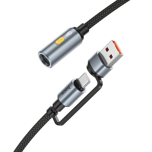 Elektrisk tändare HOCO UA38B, USB-C / USB-A, 0,3m, Svart