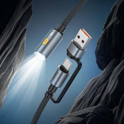 Ledkabel HOCO UA38C, USB-C / USB-A, 0,3m, Svart