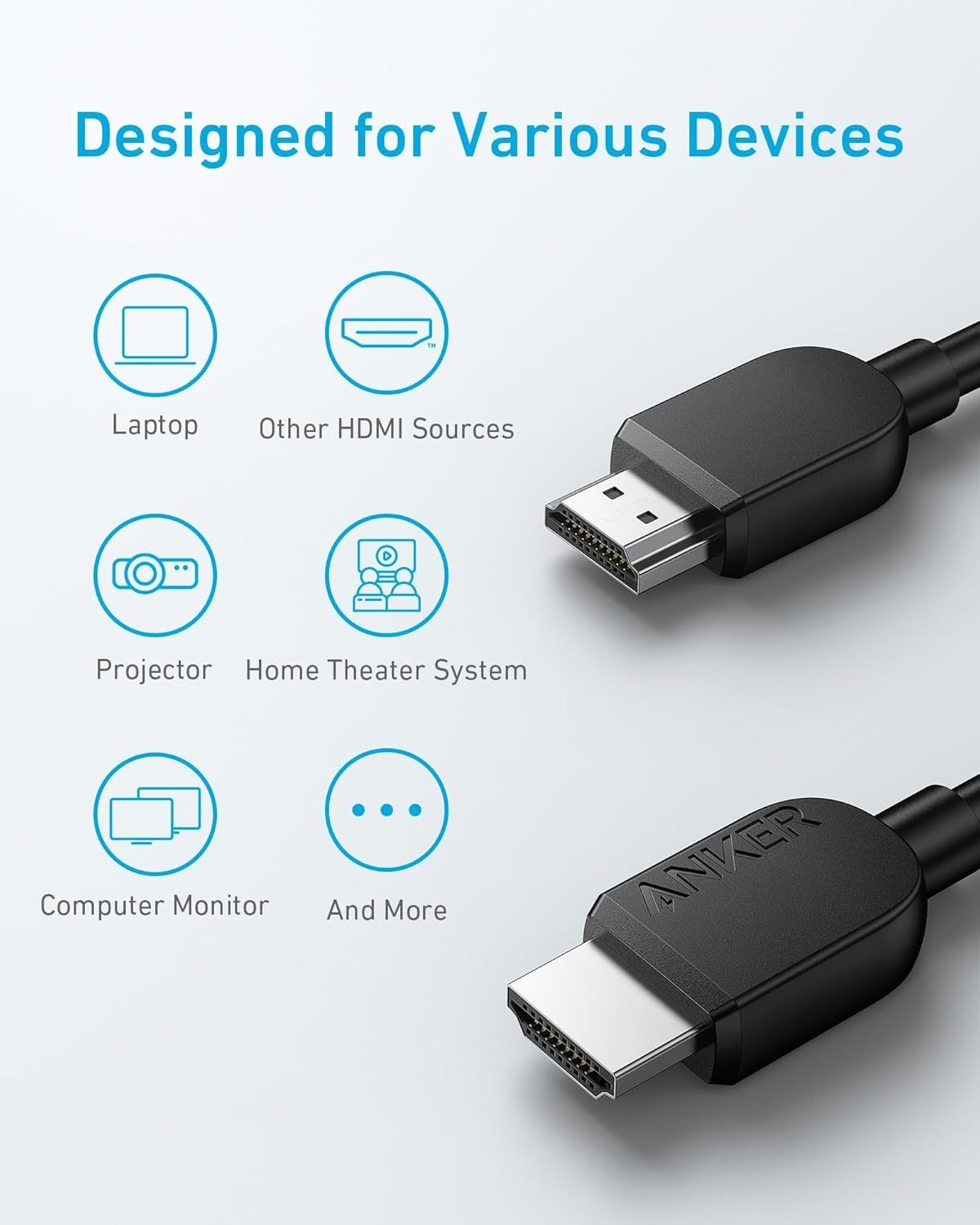 Anker Video Kabel, HDMI - HDMI, 8K, 1.8m, Svart A8742011