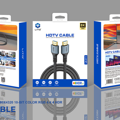 Lito HD119 videokabel, HDMI - HDMI, 8K, 1,8 m, svart