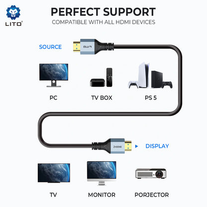 Lito HD119 videokabel, HDMI - HDMI, 8K, 1,8 m, svart