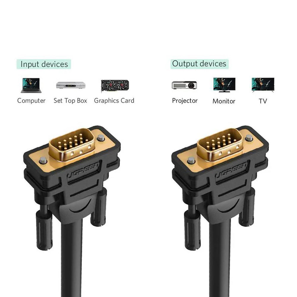 UGREEN VG101 videosladd (11633), VGA - VGA, 10m, svart