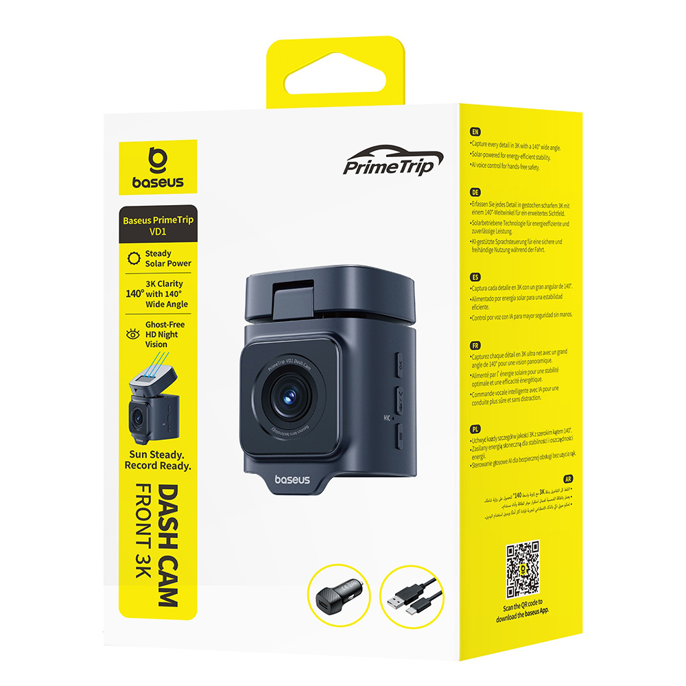 Bilkamera Baseus PrimeTrip VD1, 3K, Wi-Fi, GPS, 1,54-tums skärm, Omsäkrad C10669000123-00