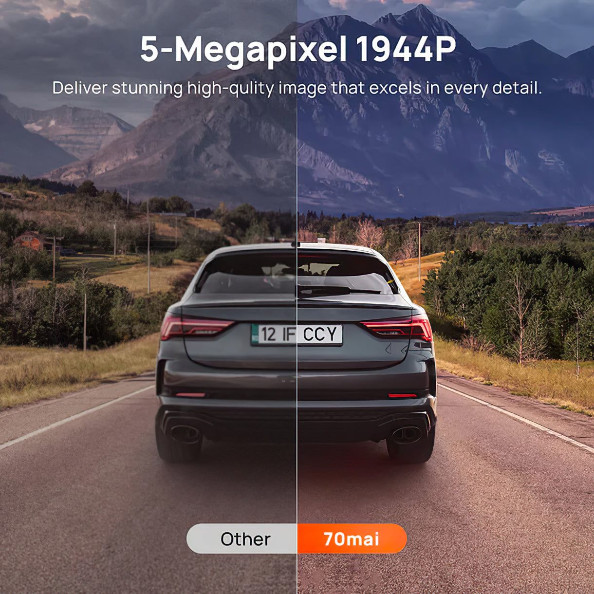 Bil Kamera Fram Bak 70mai Dash Cam A510, 3K, GPS, Wi-Fi, Display 2 tum