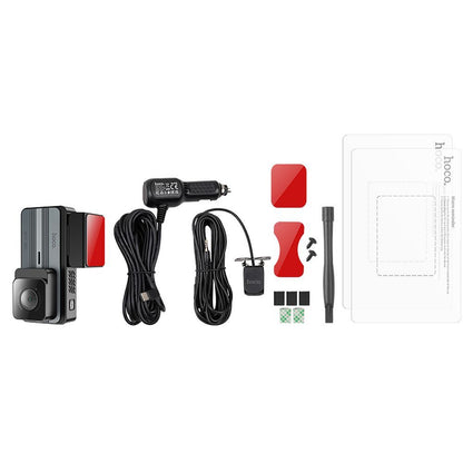Bil Kamera Fram och Bak HOCO DV12, 2K, Wi-Fi, GPS, Display 3.69 tum
