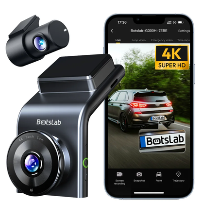 Fram- och bakre bilkamera Botslab G300H Plus, 4K, Wi-Fi, GPS, 2,4-tums display