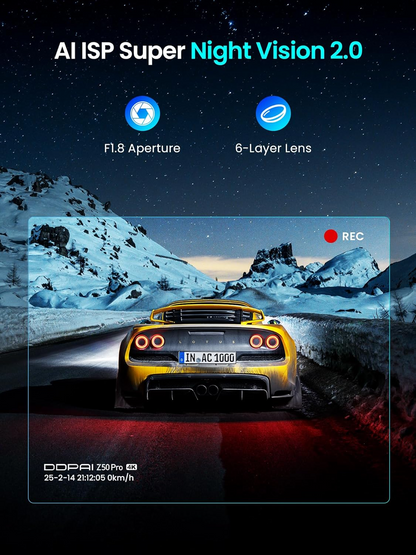 Bil Kamera Fram Bak DDPAI Z50 Pro Dual, 4K, Wi-Fi, GPS, Display 3 tum