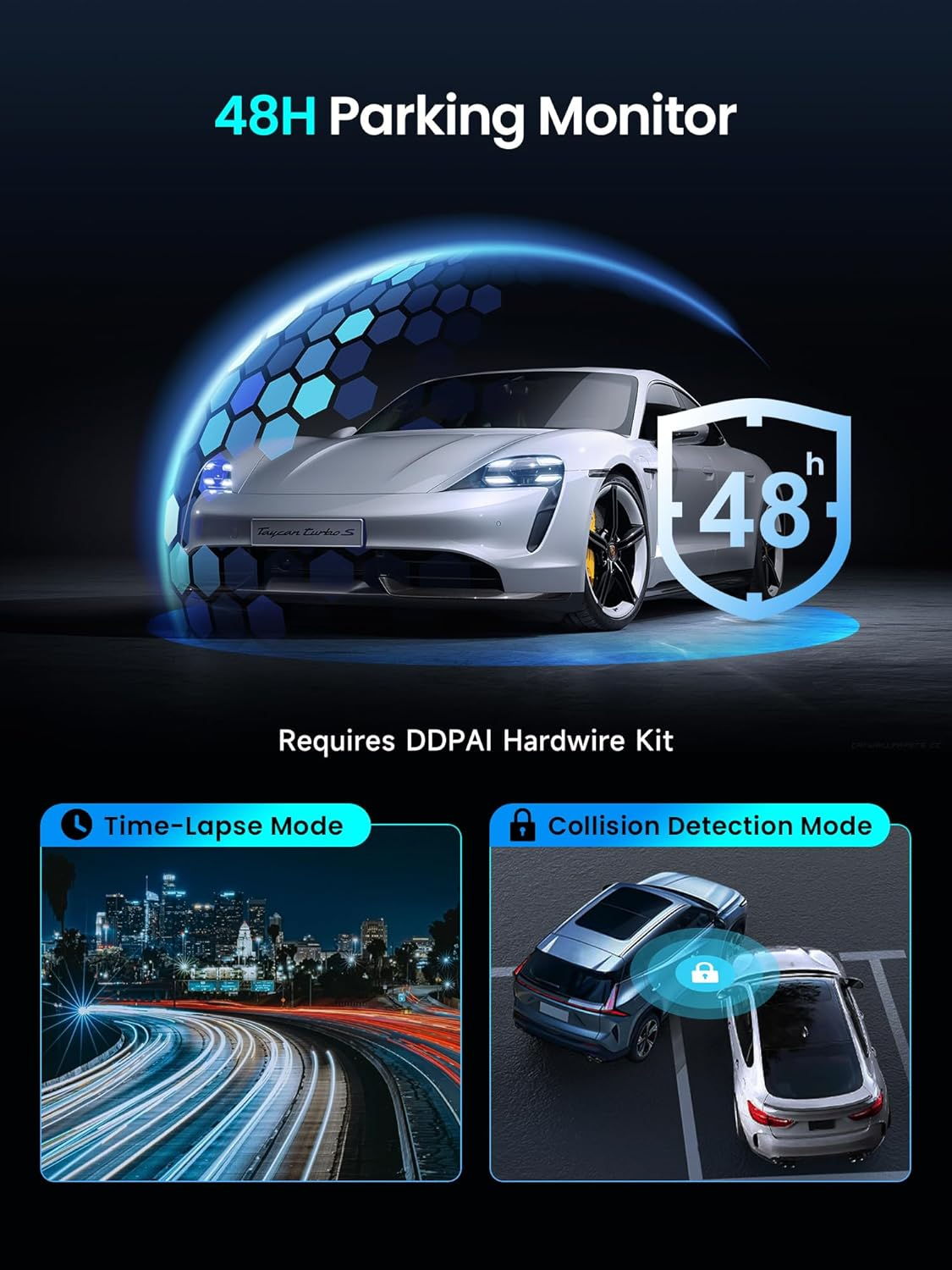 Bil Kamera Fram Bak DDPAI Z50 Pro Dual, 4K, Wi-Fi, GPS, Display 3 tum