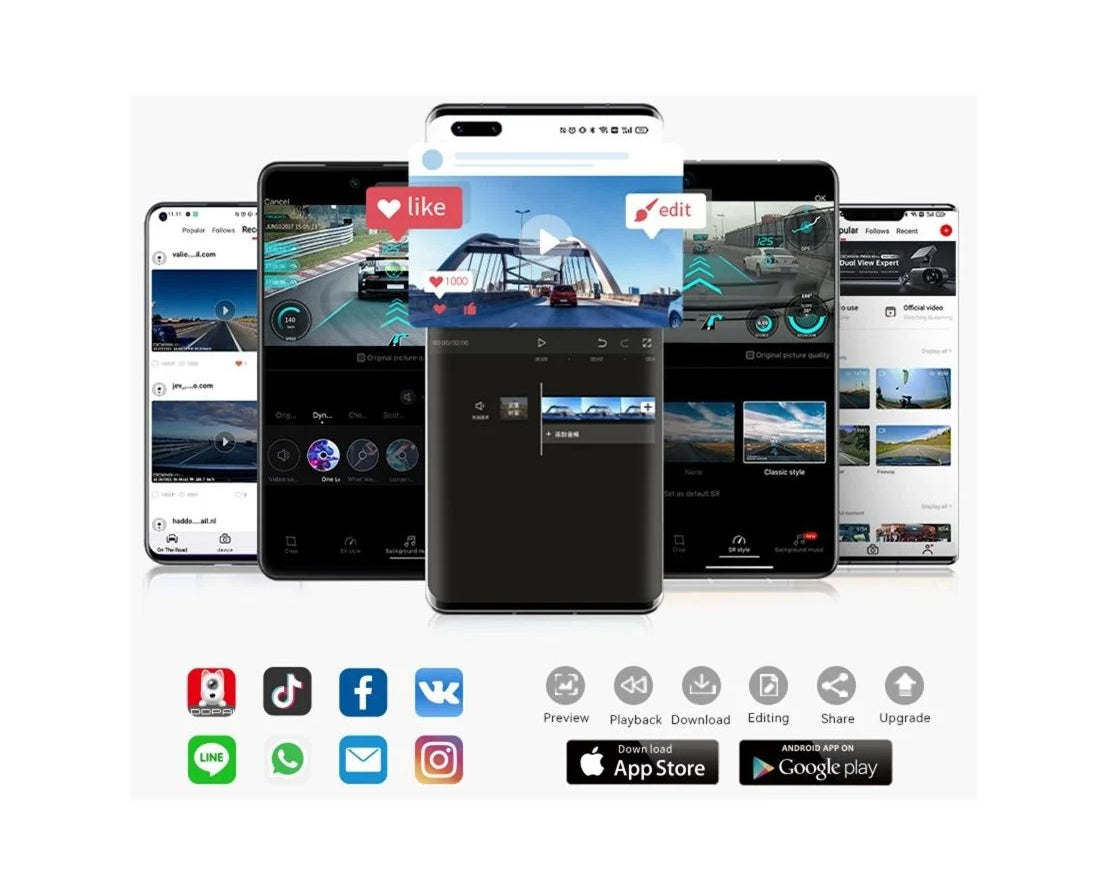 Bil Kamera Fram Bak DDPAI mola N3 Pro, 1600P, Wi-Fi