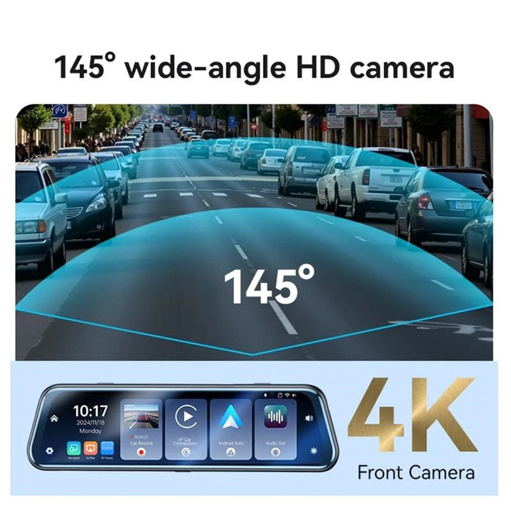 Yesido KM24 Bil Kamera med Carplay / Android Auto, 4K, Display 9.66 tum