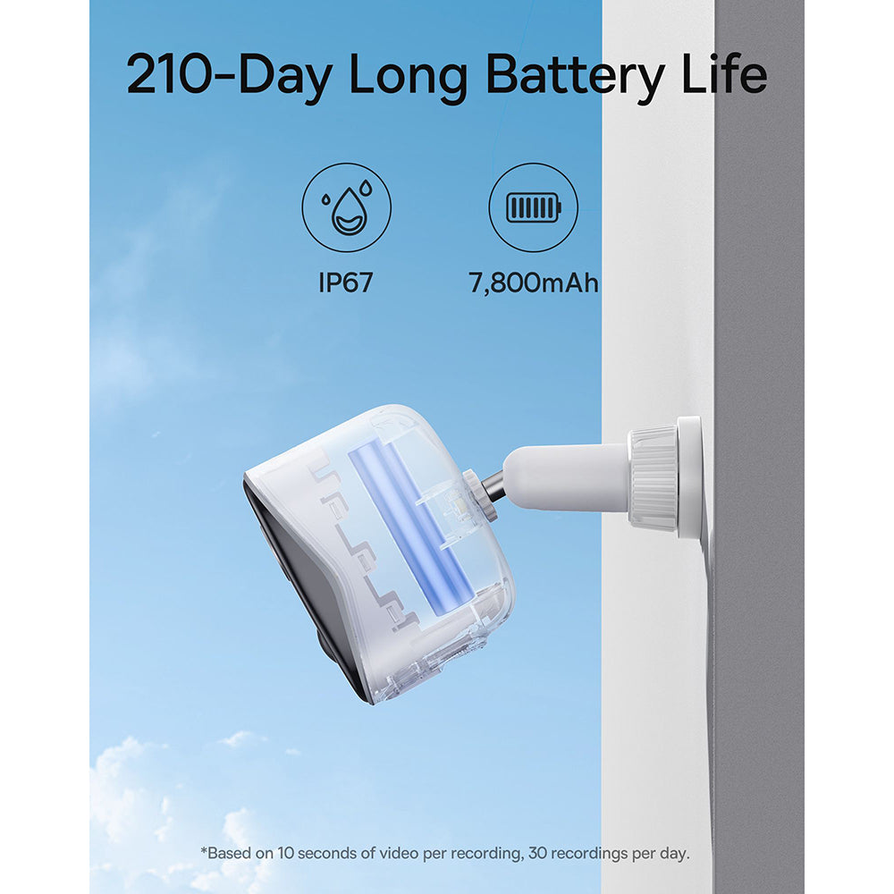 Baseus N1 övervakningskamera, Wi-Fi, 2K, IP67, Utomhus, Vit S0TZ002130