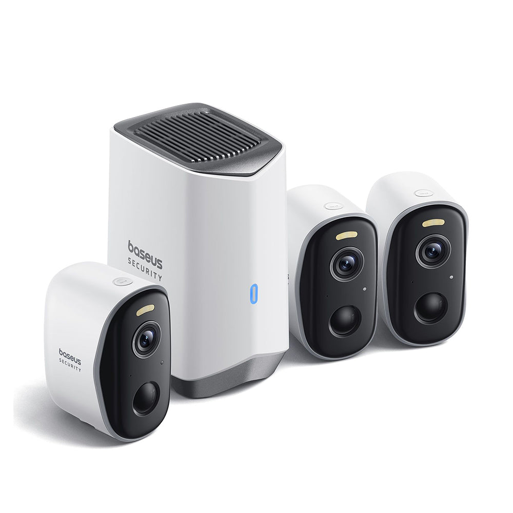 Baseus N1 övervakningskamera, Wi-Fi, 2K, IP67, Utomhus, Set med 3 stycken S0TW022131