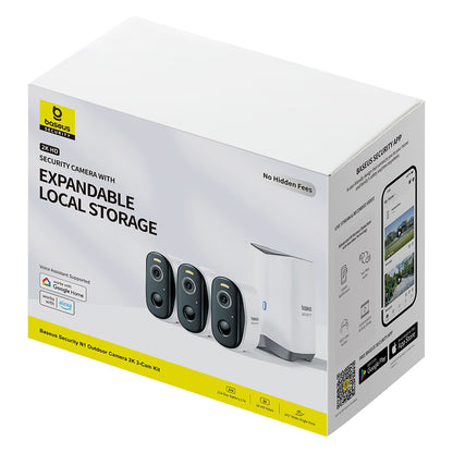 Baseus N1 övervakningskamera, Wi-Fi, 2K, IP67, Utomhus, Set med 3 stycken, Vit S0TW022131