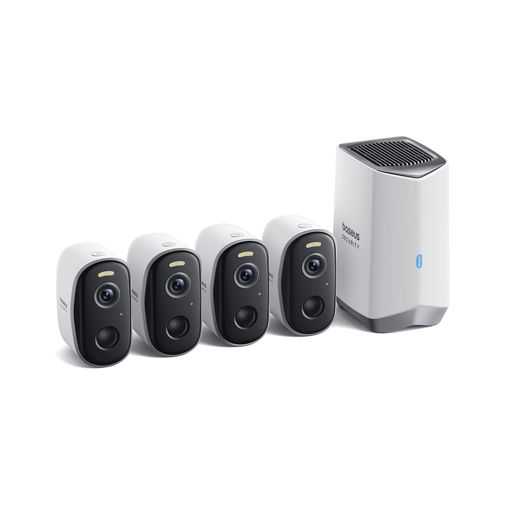 Baseus N1 övervakningskamera, Wi-Fi, 2K, IP67, Utomhus, Set med 4 stycken ACSLH-01
