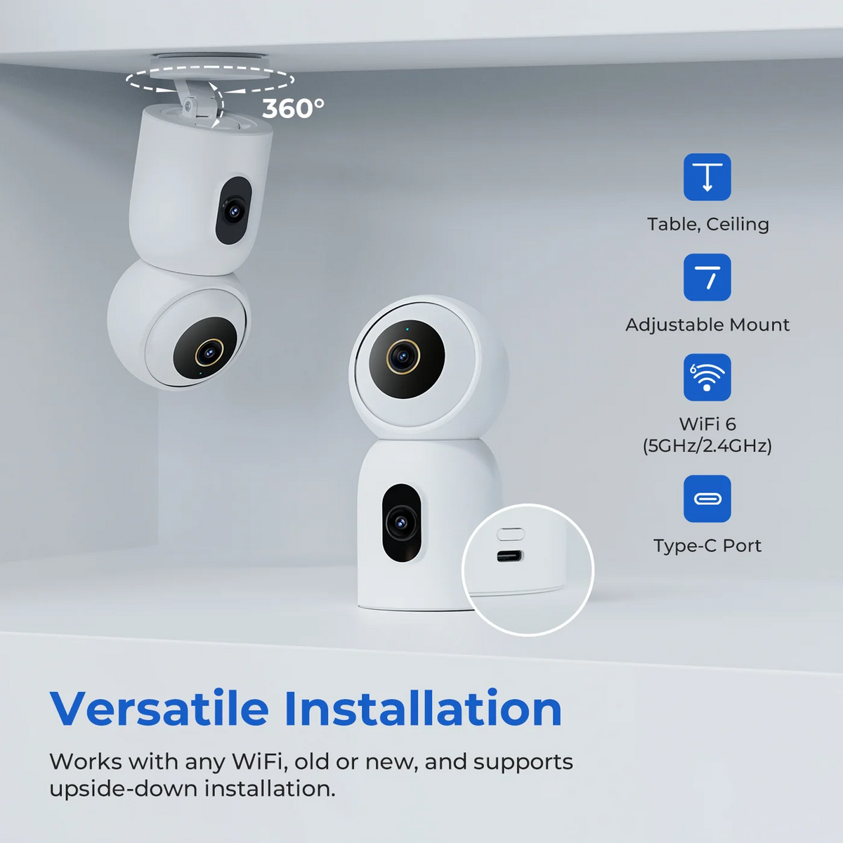 iMILAB C30 Dual övervakningskamera, Wi-Fi, 3K, inomhus CMSXJ111A