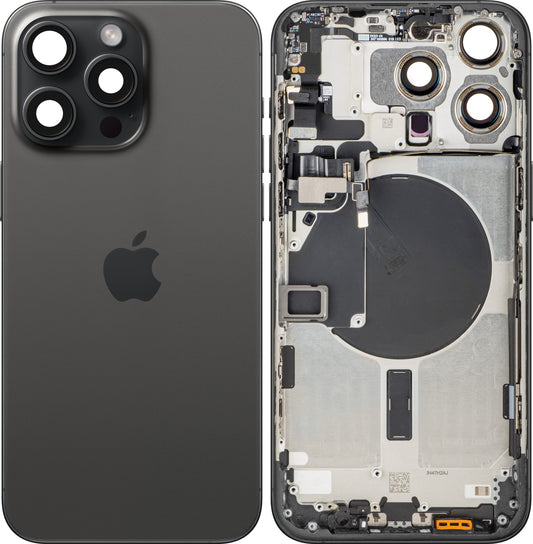 Batterilucka Apple iPhone 15 Pro Max, Med Mellanhus, Svart (Black Titanium), Swap
