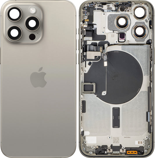 Batterilucka Apple iPhone 15 Pro Max, Med Mellanhus, Beige (Natural Titanium), Swap