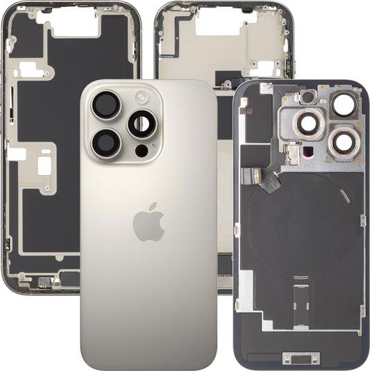 Batterilucka Apple iPhone 16 Pro, Med Mellanhus, Fullständiga Delar, Beige (Natural Titanium), Swap