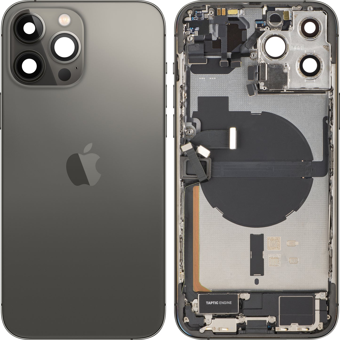 Batterilock Apple iPhone 13 Pro Max, med mittchassi, fullständiga delar, svart (grafit), swap