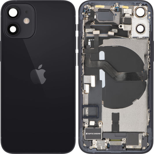 Batterilucka Apple iPhone 12 mini, Med Mellanhus, Fullständiga Delar, Svart, Swap