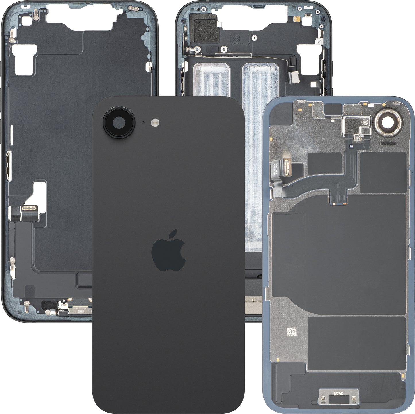 Batterilock Apple iPhone 16e, med mellanhölje, fulla delar, svart, swap